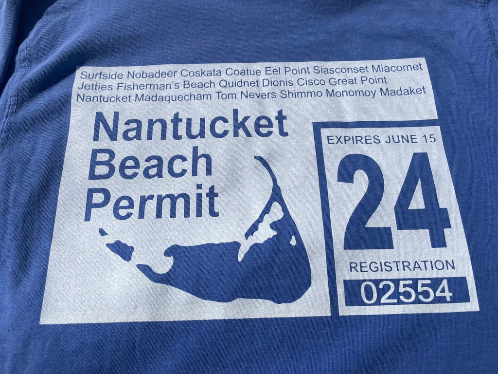 '24 Long Sleeve Nantucket Beach Permit Tee in Periwinkle Blue