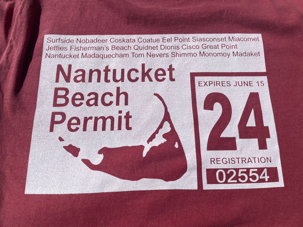 '24 Long Sleeve Nantucket Beach Permit Tee in Island Red