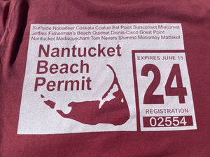 '24 Long Sleeve Nantucket Beach Permit Tee in Island Red