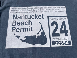 '24 Long Sleeve Nantucket Beach Permit Tee in Denim Blue