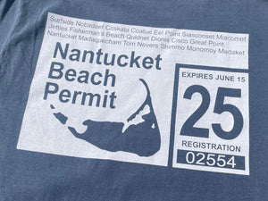 '25 Nantucket Beach Permit Tee in Denim Blue