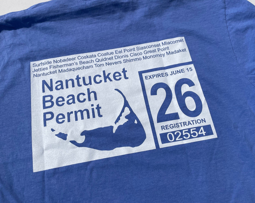 '26 Nantucket Beach Permit Tee in Periwinkle Blue