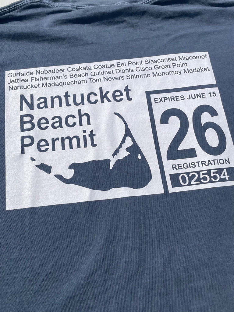 '26 Long Sleeve Nantucket Beach Permit Tee in Denim Blue